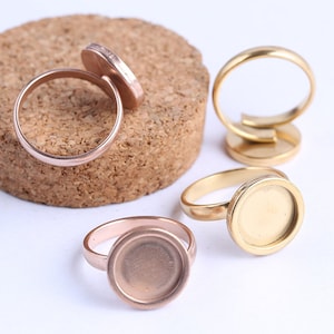 10pcs Stainless Steel square Bezel ring Blanks Settings 12mm Bezel ring Base bracelet trays