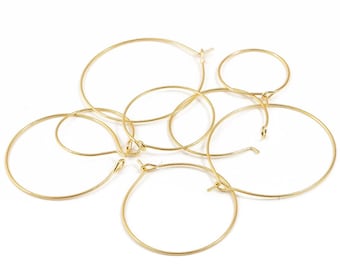 100pcs or Acier inoxydable 15/20/25/30/35mm Hoop Earring Wires Base, boucle d’oreille lunette vierge, cerceaux de fil, éclat de boucle d’oreille cerceau ouvert Constatations