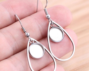 10pcs 14mm Round Cabochon Base Setting Bezels,Silver Bezel Connectors-b2204-B