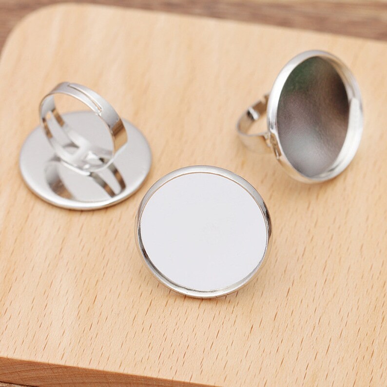 silver Ring Base Tray Jewelry Making Accessories 20pcs brass Ring Blanks 25mm Ring Bezel Settings antique bronze
