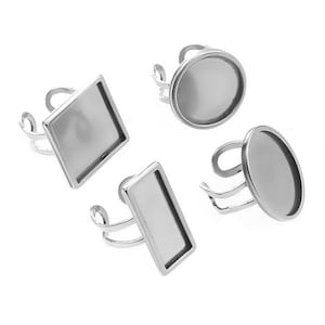 5pcs Adjustable Stainless Steel Cabochon Ring Bezel Blanks Diy Base Settings