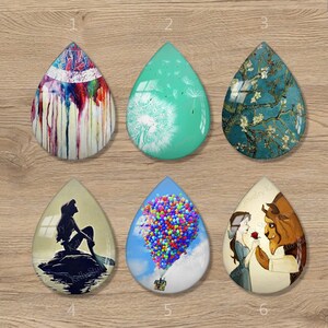 4pcs 18x25mm Handmade Photo Teardrop Glass Cabs Cabochons SDXY8-4