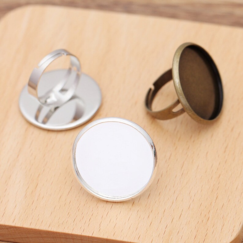 silver Ring Base Tray Jewelry Making Accessories 20pcs brass Ring Blanks 25mm Ring Bezel Settings antique bronze