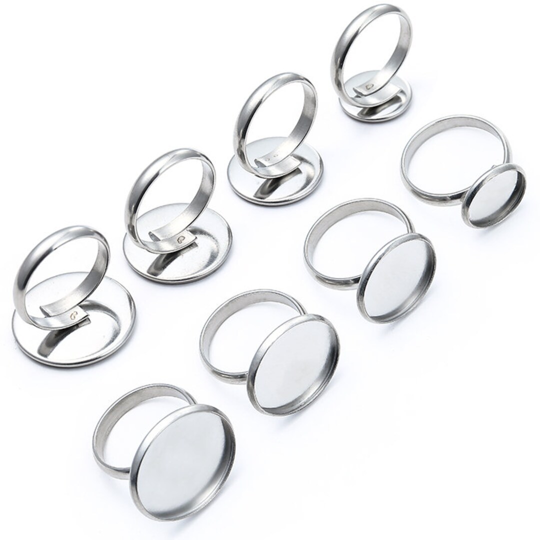 10pcs Stainless Steel Ring Blanks 10mm 14mm 16mm 20mm 25mm Ring Bezel