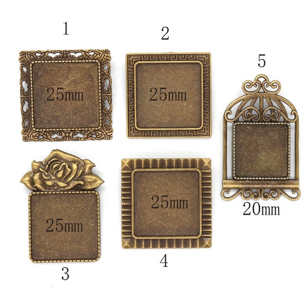 30pcs alloy square 25mm Bezel Brooches Blank Cabochon Safety Brooch Blank Base Brooch Settings Bezel Brooches Tray Base