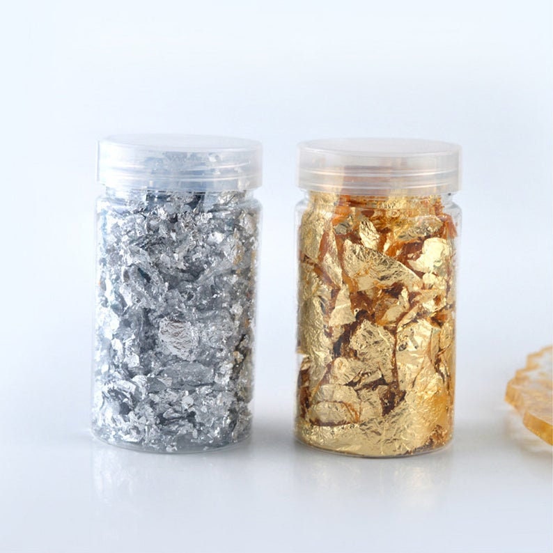Gold Leaf Flakes, Gold Foil Flakes for Resin, Gold Silver Rose Gold Foil  Paper Flakes, Resin Decorative Fillings, Epoxy Resin Filler 