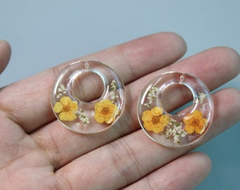 4pcs 25mm Real dried flowers Charm pendant