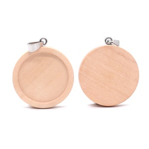 20pcs Edelstahl Holz leer Anhänger Einstellungen 10 12 14 16 18 20 25 30mm Charms Holz Anhänger Schalen Basis