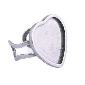 5pcs Adjustable Stainless Steel heart 20mm Cabochon Ring Bezel Blanks Diy Base Settings For Jewelry Making Supplies