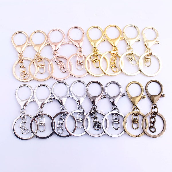 10pcs Lobster Claw Clasps Key Ring Key Chain Lobster Swivel Clasps for Key Rings, Base Keychain, Key ring chains,key ring finding