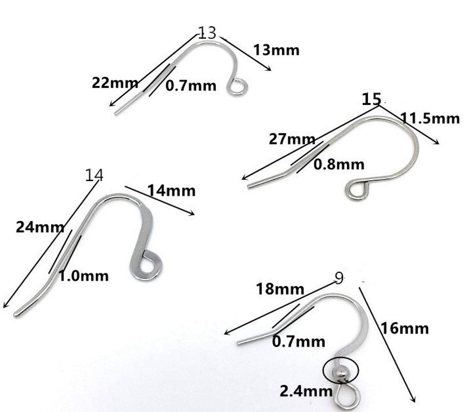 100pcs Stainless Steel Earring Hooks Ear hook Wholesale Etsy