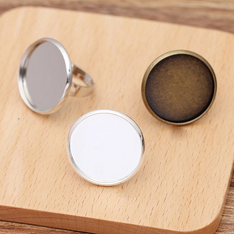 silver Ring Base Tray Jewelry Making Accessories 20pcs brass Ring Blanks 25mm Ring Bezel Settings antique bronze