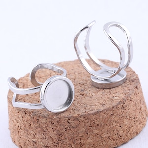 5 Stk 10m 12mm rund Cabochon Ring Grundfassungen Edelstahl gold Ringe Lünette Rohlinge