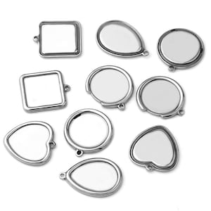 20pcs stainless steel  Bezel Pendant blank Settings Charms Pendant trays Base Multiple sizes and sizes