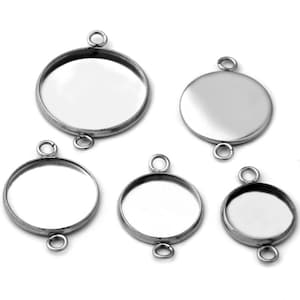 20pcs Edelstahl 8/10/12/14mm Doppel Kreis Runde Anhänger blank Schmuck mit Lünette Einstellung Tablett Cameo Cabochons Zubehör
