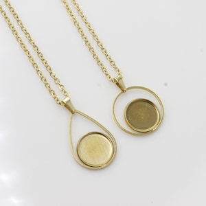 10 Set Gold Edelstahl 12mm Anhänger blank Halskette Kette Einstellungen 12 mm Lünette Anhänger Basisschalen