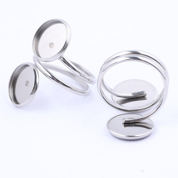 10pcs Ring Settings Blanks 12mm Cabochon Base Trays Stainless Steel Diy Jewerly Making Suplies