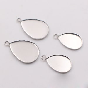 20pcs Edelstahl Teardrop leer Anhänger Einstellungen Zähne 13x18mm 18x25mm Charms Anhänger Tabletts Basis