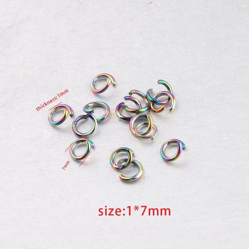 Sliver Gold Rose Gold Open Jump Ring Open Jump Ring 100pcs 1x7mm Stainless Steel Jump ring Adjustable Rings Jumprings