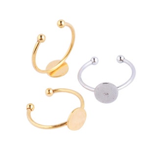 10pcs stainless steel gold plated circle pad bezel ring base blanks