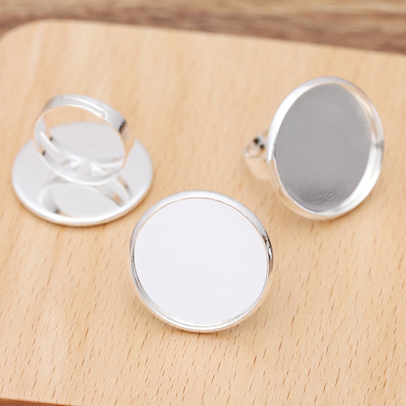 silver Ring Base Tray Jewelry Making Accessories 20pcs brass Ring Blanks 25mm Ring Bezel Settings antique bronze