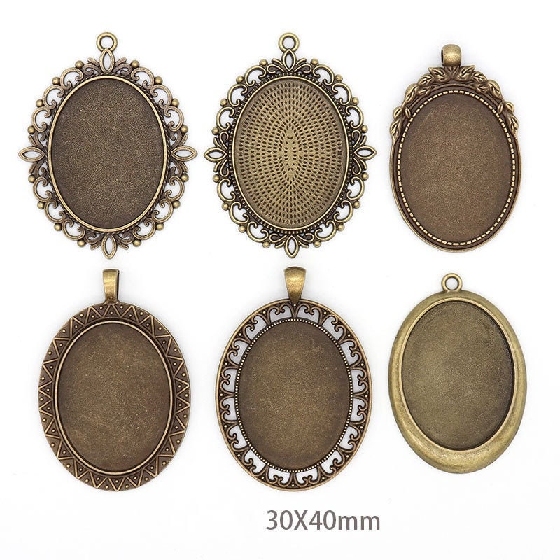 Tray 18x13mm Antique Bronze 10 x Oval Pendant Tray Blank Cabochon Settings 