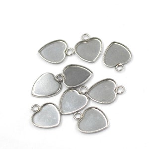 50pcs stainless steel 10mm 12mm Heart blank Pendant Settings Heart Pendant trays Base