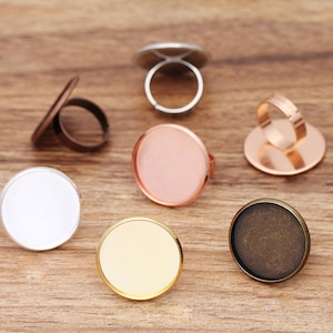 10pcs brass Ring Blanks 25mm Ring Bezel Settings, antique bronze, silver, rose gold Ring Base Tray Jewelry Making Accessories
