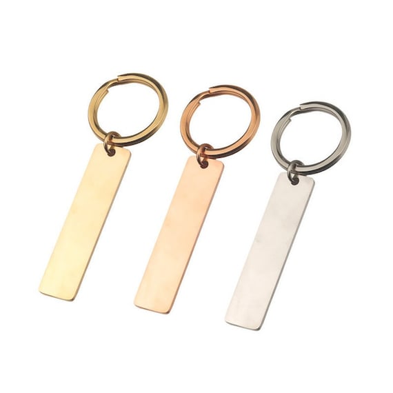 5pcs Stainless steel Blank bar keychain, Mirror Polished DIY Engraving, 3D  bar keyring supplies