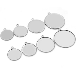 20pcs Edelstahl Zahn 18/20/25/30mm Lünette Anhänger leer Einstellungen Charms Anhänger Schalen Basis