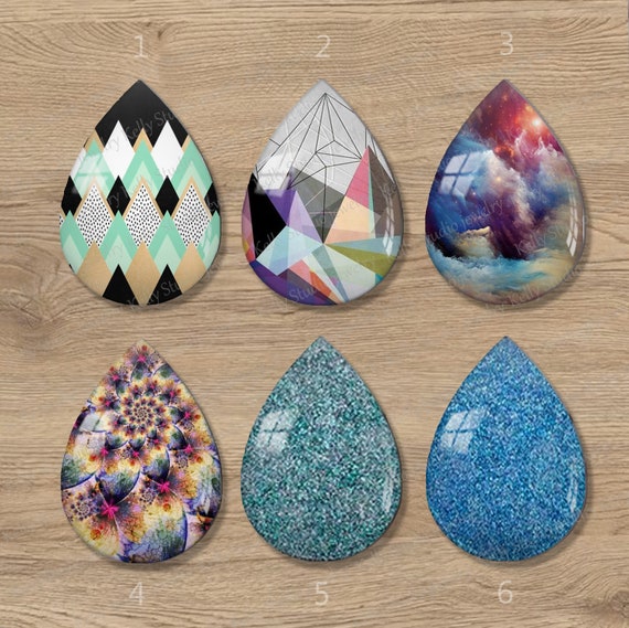 4pcs 18x25mm Handmade Photo Teardrop Glass Cabs Cabochons SDXY8-4