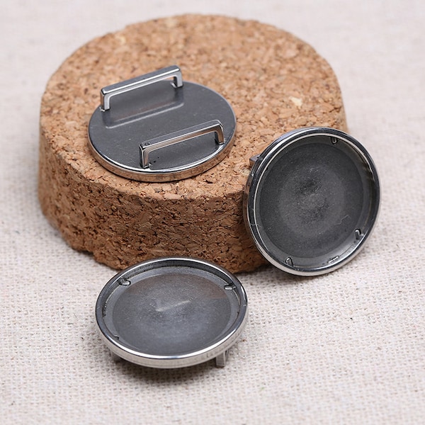 10pcs  20mm round slider cabochon base settings stainless steel blank cameo bracelet bezel trays diy jewelry findings