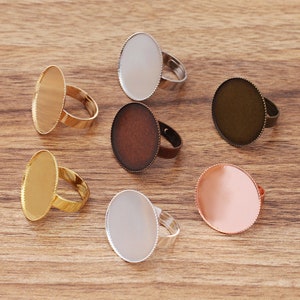 20pcs brass Ring Blanks 10 12 14 16 18 20mm Ring Bezel Settings, antique bronze, silver, rose gold Ring Base Trays