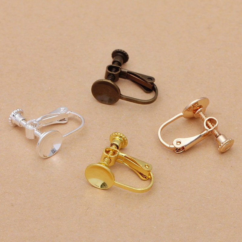 20pcs brass ear clip Clip 8mm Earring Pierced Ear Hook Blank Etsy