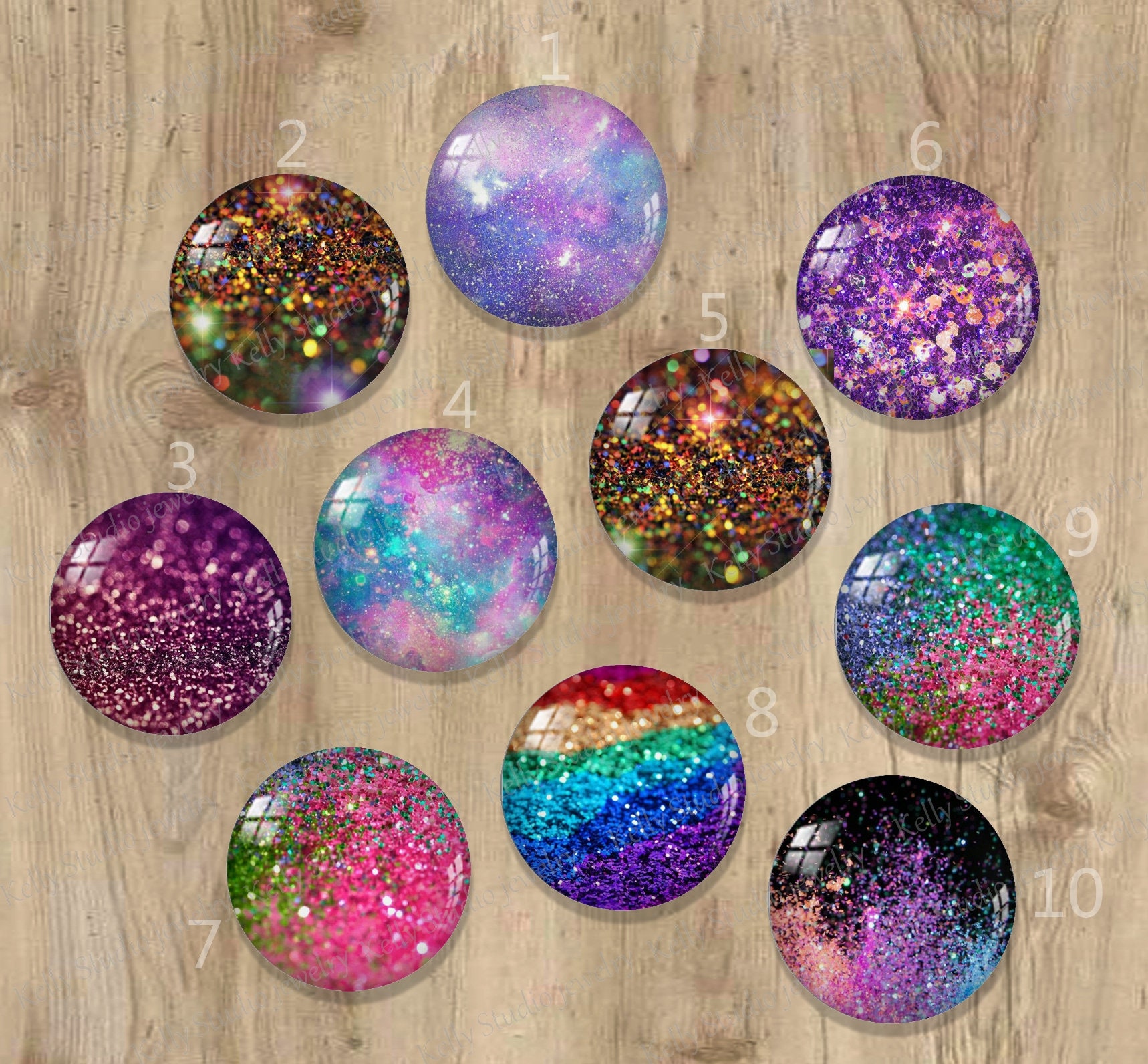 Glitter Handmade Photo Glass Cabochon Round cabochons Cabs Etsy