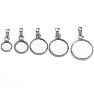 20pcs  stainless steel blank Pendant Settings 6 8 10 12 14 16 18 20 25 30mm Bezel Pendant trays Base