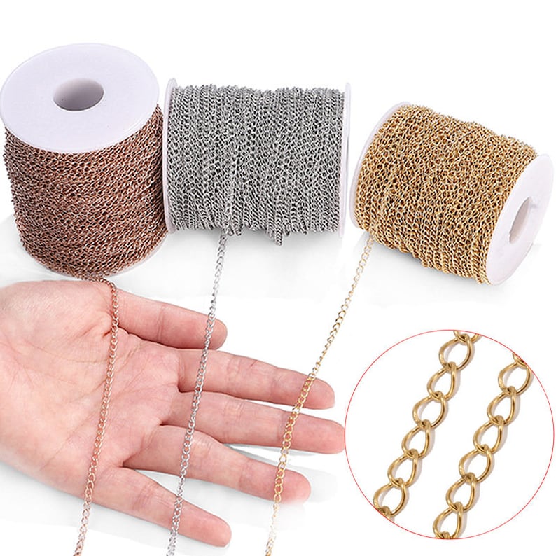 20 inches DIY Jewelry Making 5m Stainless Steel Gold Rose Gold Extender Chain Stainless Steel Tail Chain