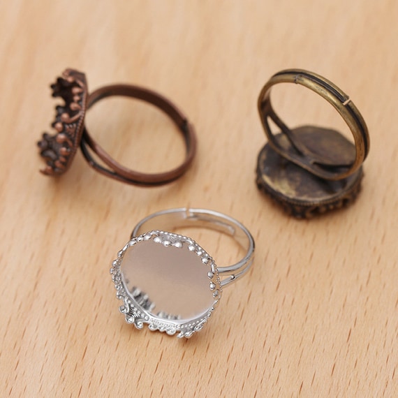 Crown Bezel Set Ring Blanks Brass Jewelry Ring Blanks Bronze Ring