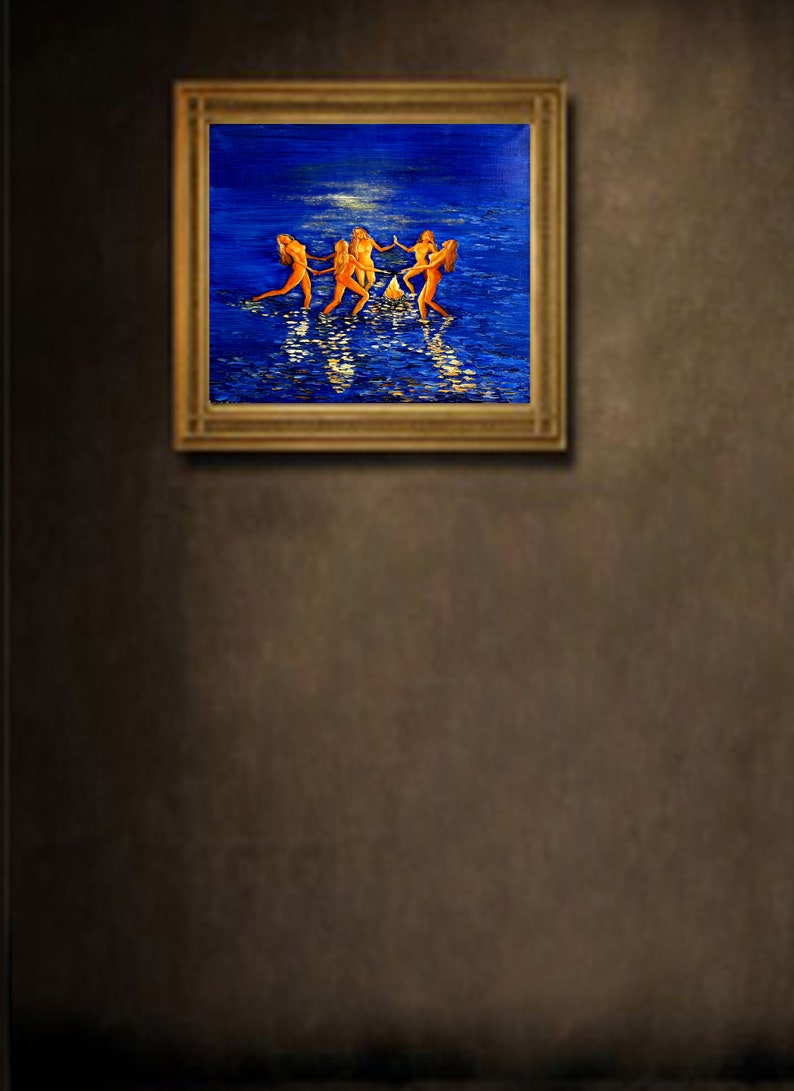 Naked women Naked girls original oil painting Erotic art Folk Etsy