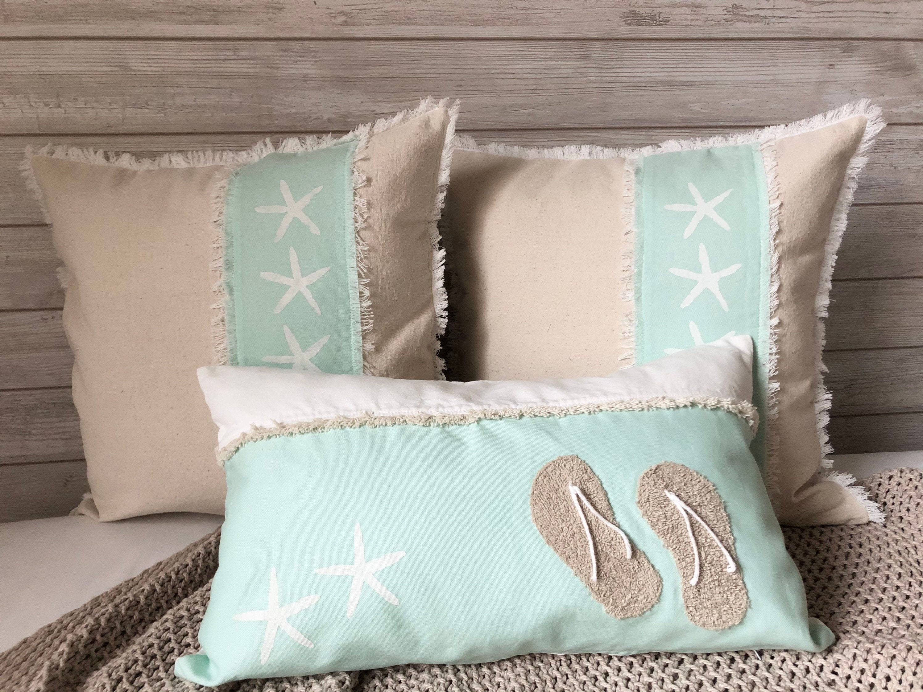Coastal Cotton Pillow Case Cover Ocean Home Decor Beach Etsy UK