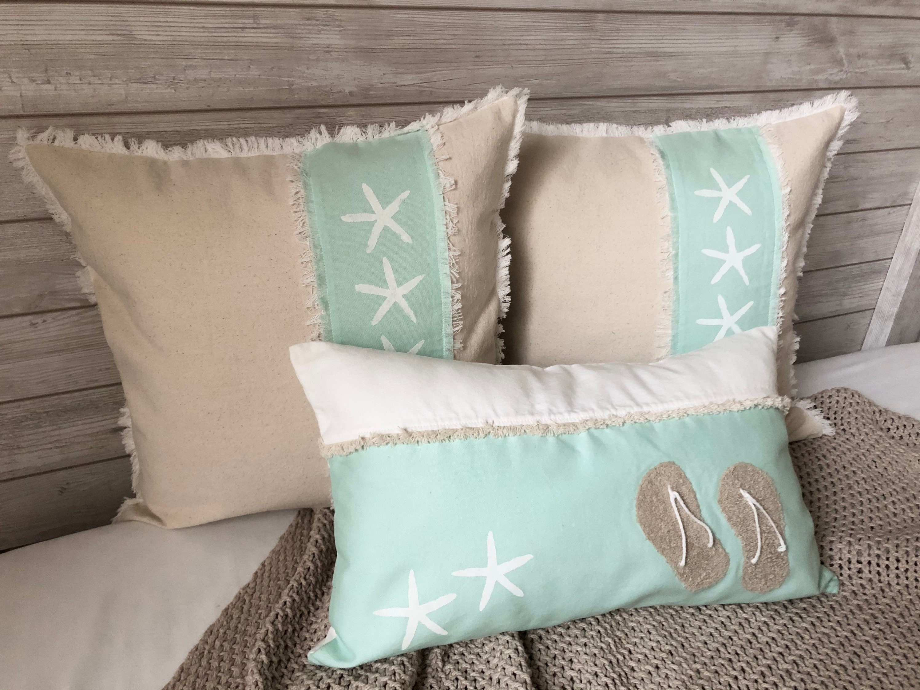 Coastal Cotton Pillow Case Cover Ocean Home Decor Beach Etsy UK