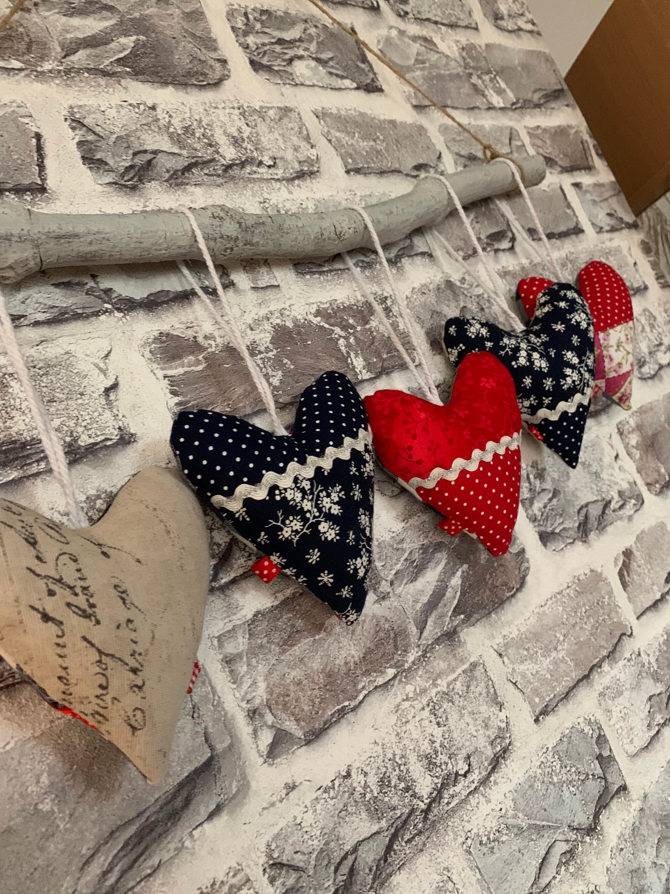 Set of 5 Decorative Hearts of Fabric/Fabric Hearts Table Etsy