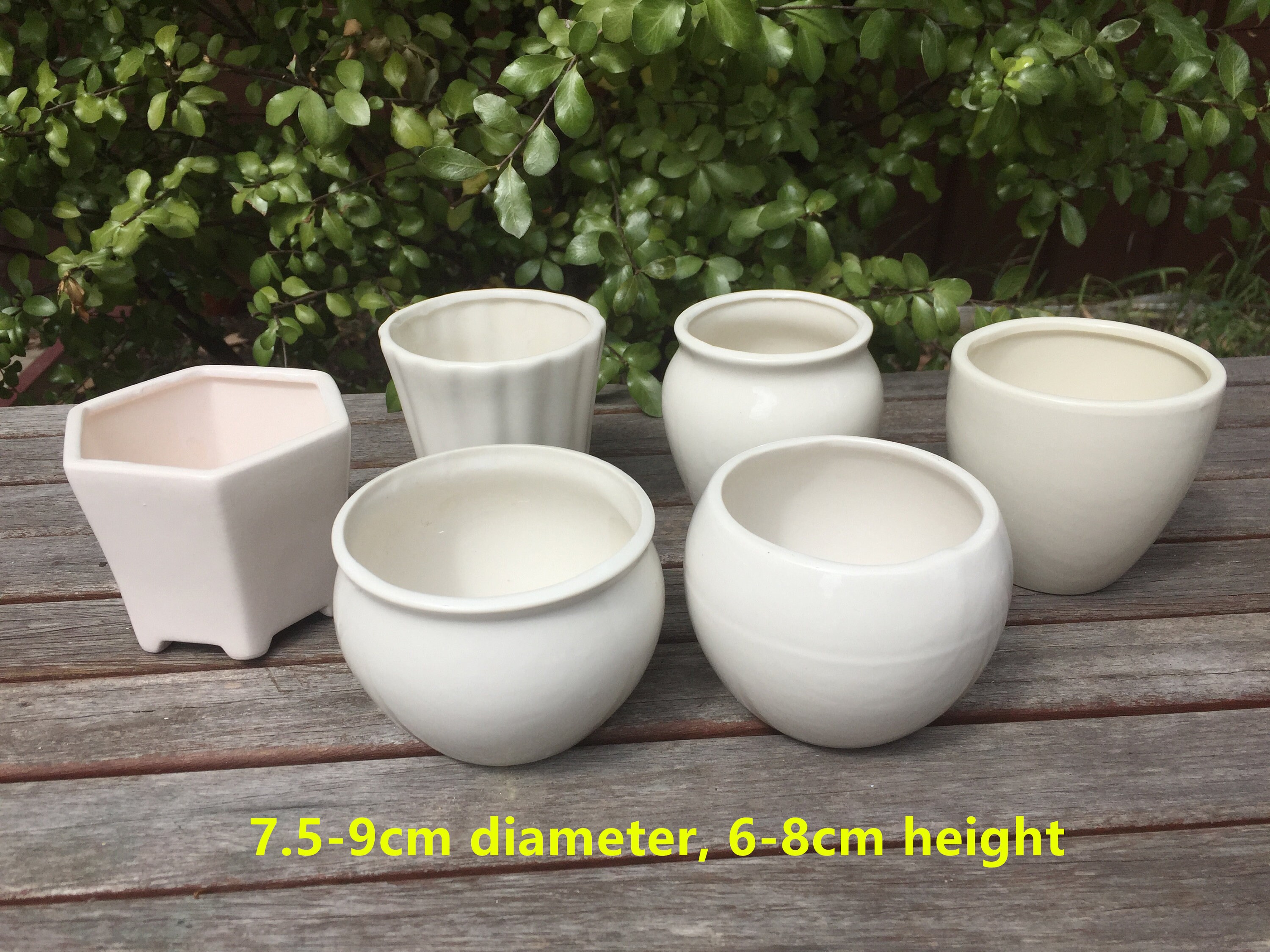 White Glazed Ceramic Round Pot W Saucer Indoor/outdoor Plant Etsy