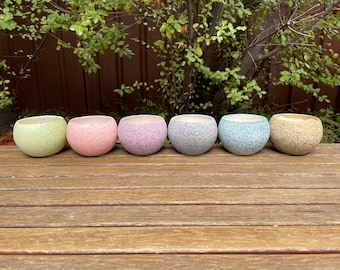 Set of 6 Colourful Glazed Ceramic Succulent Planters - 7.3cm Diameter Pots with Drainage Holes for DIY Planting