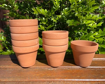 30/60/90x Small terracotta pots 9cm diameter succulent cactus planters draining 8cm height