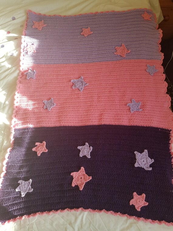 Crochet Star Blanket, Star Throw, Crocheted Lapghan, Kid's Blanket, Star Nursery Decor, Star Baby Blanket,