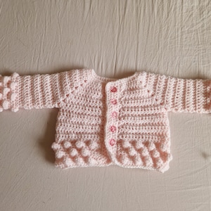 Puff Stitch Crochet Baby Cardigan, Crocheted Kids Cardigan, Winter Crochet Cardigan, Kids Crocheted Puff Stitch Cardigan