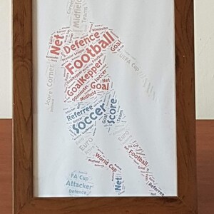 Football Player Word Art, Football Player Typography, Birthday Present, Remembrance Present, For him, For Football Fans