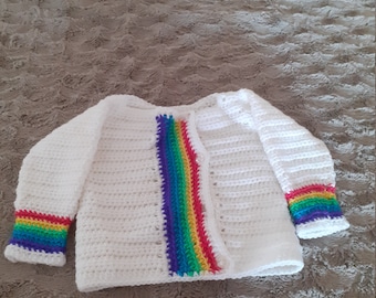 Regenboog Asymetic Gehaakte Baby Vest, Peuter gehaakte baby vest, Handgemaakt vest, Kleurrijke Baby Vest, Gender neutrale Cardiagn