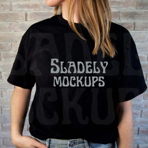 Gildan 5000 Black T-Shirt Mockup | Digital Shirt Mockup | Selfie Mockup